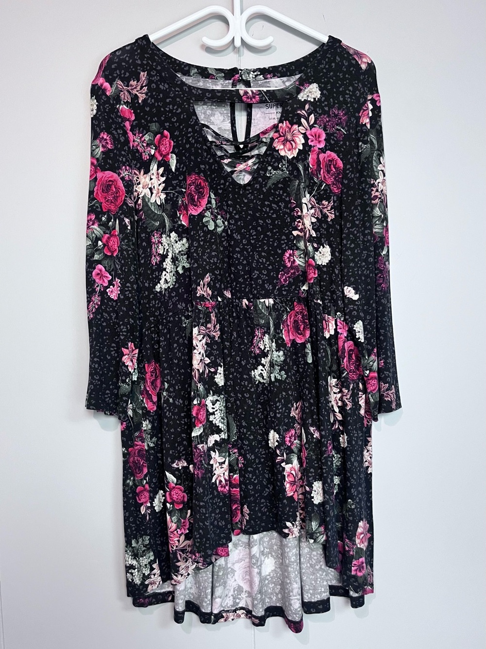 Torrid Super Soft Floral Lace-Up Hi-Low Dress Size 2